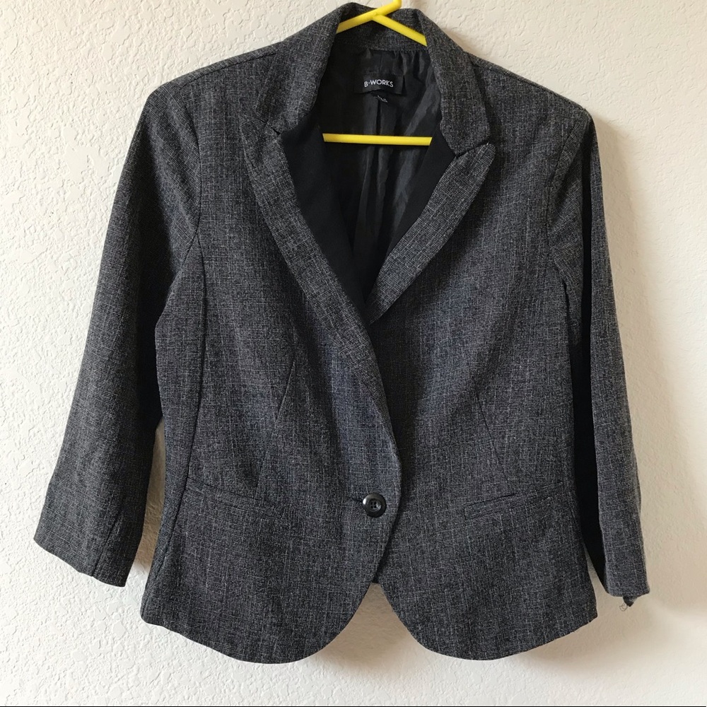 B. Works Heather Gray Jacket Blazer Size Large